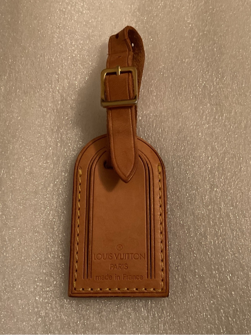 Louis Vuitton Vintage Small Vachetta Leather Luggage Tag w/ Strap Made in France